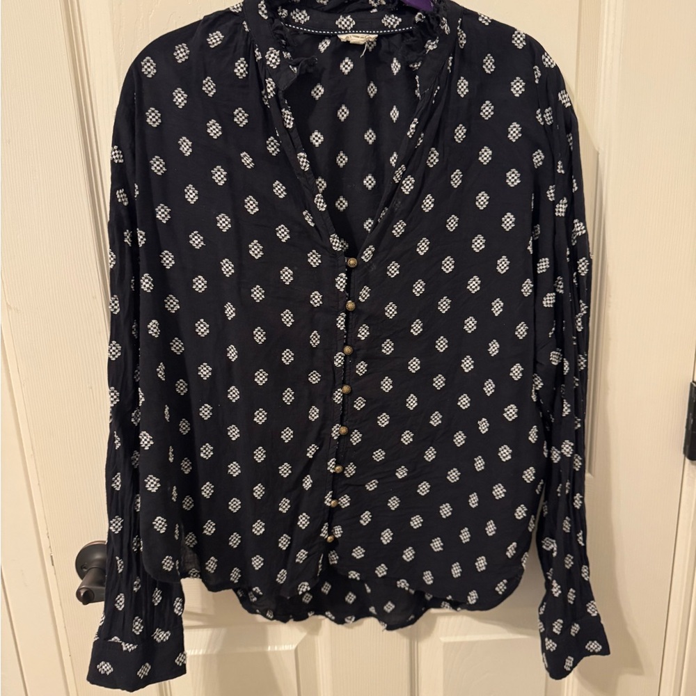Anthropology Pilcro Black and White Patterned Women's Top